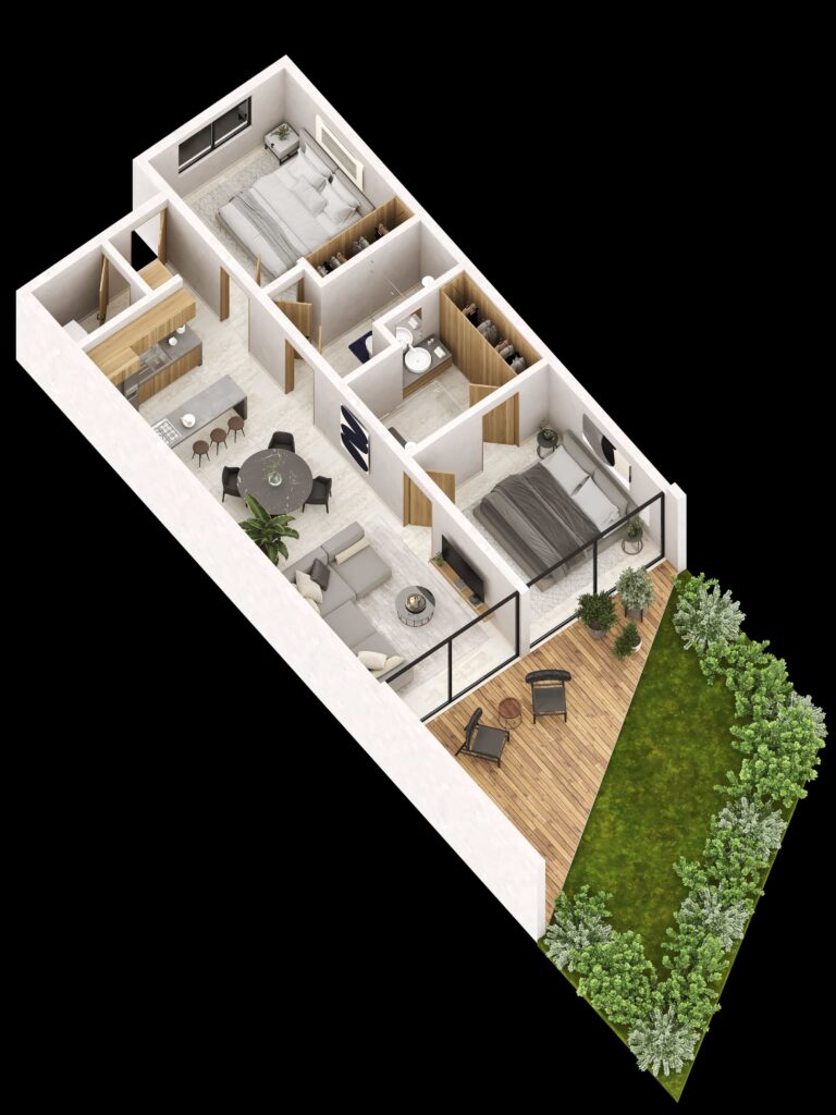 Distribución de los departamentos de Le Parc Cancún con vistas panorámicas