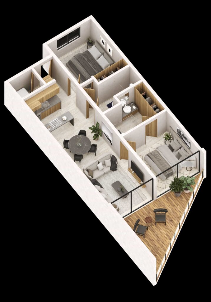 Distribución de los departamentos de Le Parc Cancún con vistas panorámicas